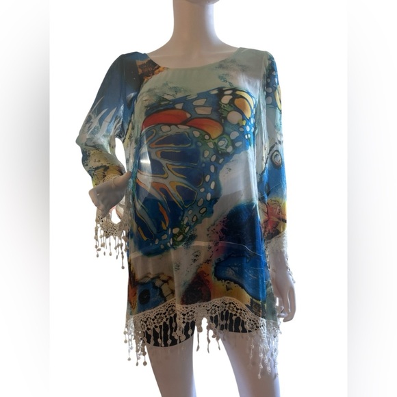Mushka By Sienna Rose Colorful Butterfly Tunic size M - Picture 1 of 7